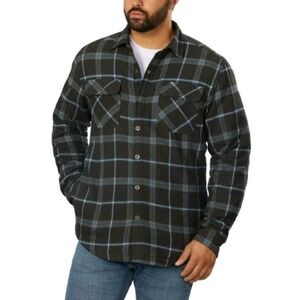 Grizzly Mountain‎ Men Gray Flannel Shirt Jacket Sherpa Lined Shacket Size Small